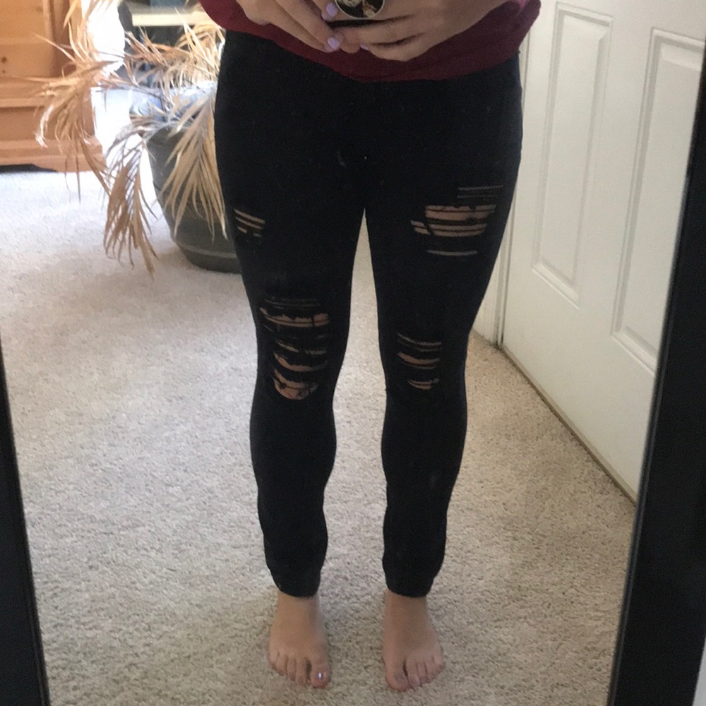 Express Black Distressed Mid Rise Jeans - Picture 8 of 8